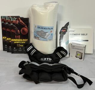 Sport & Fitness Goods &mdash; 4-10LB Adjustable Weighted Vest, Smart Fitness & Health Tracking Watch, Fitness Belt, Sports Tape, Flashlight & Cooling Neck Pillow