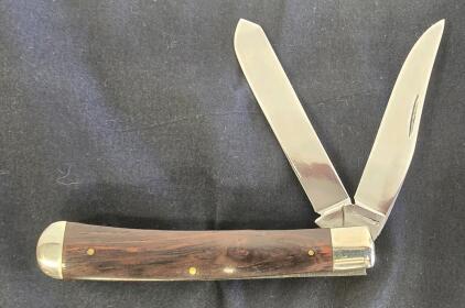 Browning USA Trapper Pocket Knife, 2 Blades, Wood Handle, Nickel Silver Bolsters, Slip Joint