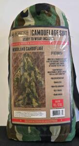 Milspec Plus Camouflage Ghillie Suit XL/2XL, Woodland Camo, Fire Retardant, Full Set W/ Hood, New