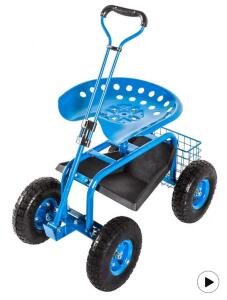 Garden Cart Rolling Work Seat with Tool Tray