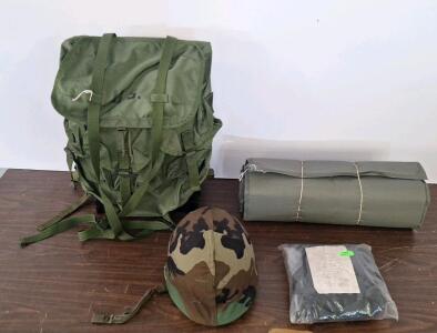 (1) Framed Field Pack & Assorted Military Gear