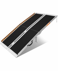 5 Ft Portable Wheelchair Ramp, 800 lb Capacity, 29" Wide, Folding Aluminum, WR03-5FT-T-A-2ZC