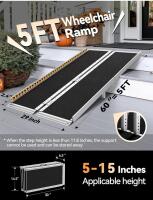 5 Ft Portable Wheelchair Ramp, 800 lb Capacity, 29" Wide, Folding Aluminum, WR03-5FT-T-A-2ZC - 2