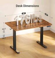 Claiks Electric Standing Desk, Adjustable Height Stand up Desk, 24x48 Inches - 3