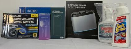 Ultimate Home Care Set &mdash; Smart Oil Diffuser, Soap Dispenser, Washing Machine Cleaning Tablets, Soft Scrub, Chandelier Cleaner, Sheet Holders & More