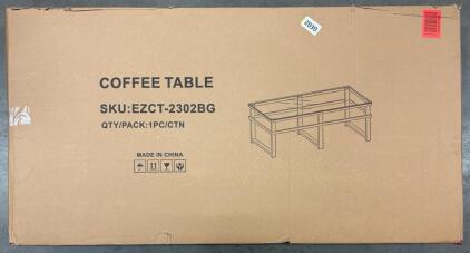 Furniturosy Black & Gold Glass Coffee Table W/ Black Tempered Glass Surface
