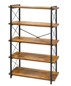 HCHQHS Bookshelf, 5-Tier Industrial Bookcase