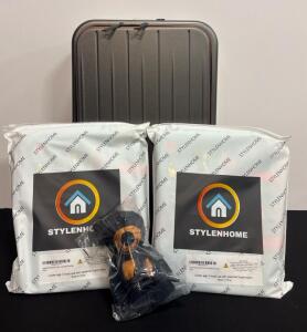 Aivert Carry On Luggage 22x14 With Wheels And Brakes, (2) Stylenhome Airplane Seat Extender And Educational Travel Bags And (1) Bear Stuffed Animal.