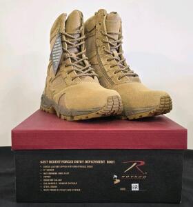Rothco 5357 Desert Forced Entry 8" Tactical Boots, Side Zipper, Suede/Mesh, Size 6.5R, Tan, New In Box
