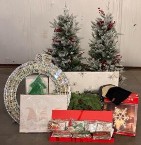 Christmas In March!!! Brand New BIG Christmas Lot! Including (2) Decorative Trees, Wall Art, Wreaths, Outdoor Lighting And More!!!