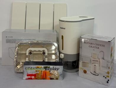 Rice Dispenser, Stone Dish Drying Mat, Rotary Cheese Grater, Coffee Organizer, Vacuum Sealer & More