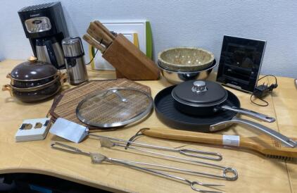 Cuisinart Coffee Maker(Powers On ), Knife Set, Philips Device, Cookware & BBQ Tools Kitchen Lot and More