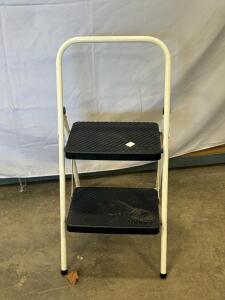 Cosco 11-802 2-Step Folding Step Stool, Steel Frame, 200 lb Capacity, White/Black, USA, Serial: 3996 2