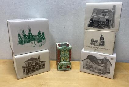 Department 56 Heritage Village 6 Piece Set: St. Anthony, Pinewood, Skating Pond, Accessories