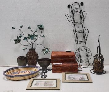 (2) Handwoven Jewelry Boxes, (1) Handwoven Tray, Home Decor, & More!