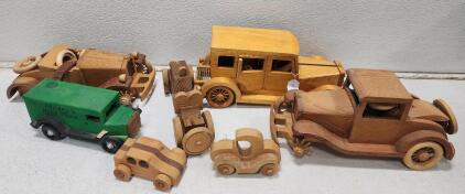 (7) Handcrafted Wooden Collectible Cars