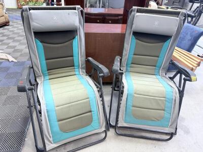 Ever Advanced XL Zero Gravity Reclining Outdoor Lounge Chairs Pair, Padded, Adjustable Headrest