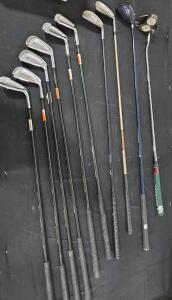 Golf equipment (23)Golf balls <br/>(1) Odyssey putter<br/>(1)Acer #4 hybrid (oversized)<br/>(1)Wilson Oversized #7 Prostaff<br/>(1) CF300 Gram'Am tour Edge #7<br/>(6) Warrior Tour 3.1 golf clubs P,3,4,5,7,8 <br/>
