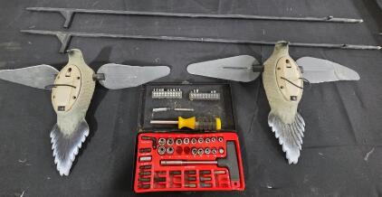 (2) Spinning wing dove caller with stand (Tested)<br/>Tool kit with sockets and bits