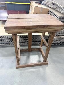 Rustic Solid Wood Bar-Height Table, 32" x 18" x 42", Thick Plank Top, Sturdy Frame