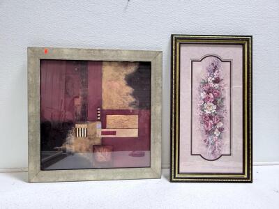 Barbara Mock Floral Framed Art Print & Modern Abstract Square Wall Art &ndash; Signed, Ornate Frames