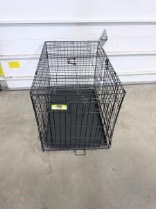 36" Double Door Black Folding Wire Dog Crate, Removable Tray, Medium Size