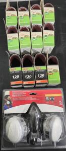 (1) OV/PAINT SPRAY & PESTICIDES RESPIRATOR (MEDIUM <br/><br/>GATOR BELT SANDER 3"X18"<br/>(4) 50 GRIT(NEW)<br/><br/>GATOR BELT SANDER 3"X18"<br/>(4) 80 GRIT(NEW)<br/><br/>GATOR BELT SANDER 3"X18"<br/>(4) 120 GRIT(NEW)<br/><br/><br/>