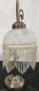 VINTAGE BRASS GOOSE NECK BOUDOIR LAMP (TESTED)