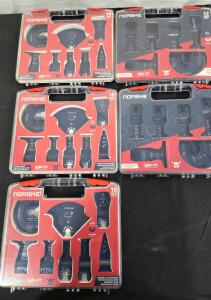 (2) NORKE 12 PIECE UNI-FIT OSCILLATOR TOOL ASSESORY SET (3) NORKE 10 PIECE HANDY MAN ESSENTIAL OSCILLATOR TOOL KIT (NEW)