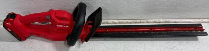 Craftsman V20 20V Cordless Hedge Trimmer, 22" Blade, 2.0Ah Battery, Dual-Action, Red. Powers On.