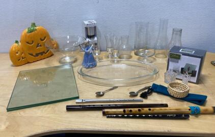 Estate Collection: Glass Serveware, Decor, Ceramic Pumpkins, Angel Figurines, Flutes & Whistles