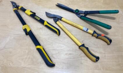 Stanley Telescopic Lopper & Bypass Lopper with Hedge Shears Set, Steel Blades, Cushioned Grips