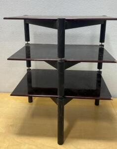 3-Tier Audio/Video Component Stand, Dark Brown Shelves, Black Frame, 23.5"x16"x27", 40lb/shelf