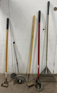 5-Piece Manual Yard Tool Set: Hoe, Edger (EGO), Spade, Aerator, Rake &ndash; Mixed Materials