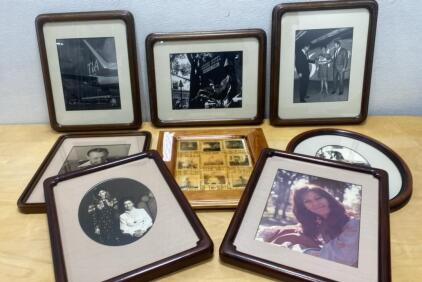 Lot of 8 Framed Vintage Photographs &ndash; Black & White and Color, Wood Frames, Various Sizes