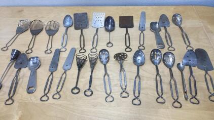 Large Lot Vintage Institutional Stainless Steel Kitchen Utensils&mdash;Ralston, L.F.&C., Heart Handle USA and More
