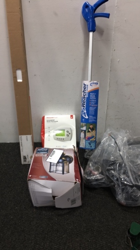 (1) Honeywell Smart Thermostat (1) Box Of White Tile Backsplash (2) Outdoor Lights (1) EZ Reacher Grabber Tool