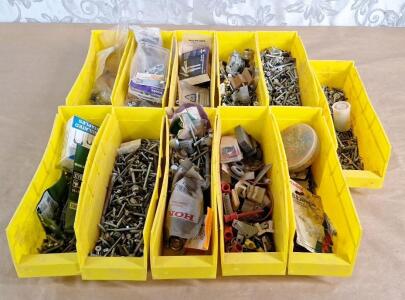 (11) Small Part Bins W/ Assorted Hardware