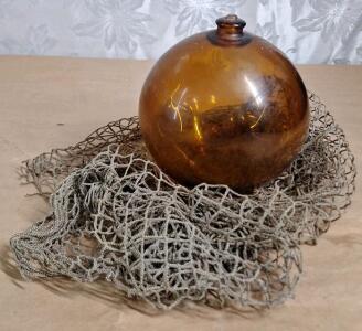 (1) Vintage 6" Amber Glass Net Float