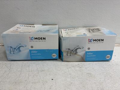 2 Moen Adler 84603SRN 4-Inch Centerset Bathroom Faucet, Spot Resist Nickel, Pop-Up Drain Included
