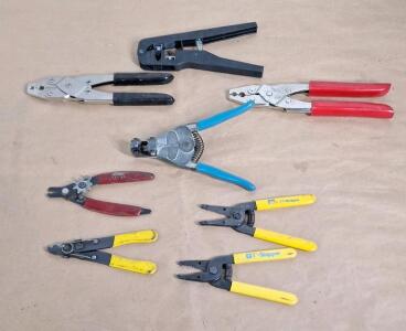 (8) Assorted Wire Cutting, Stripping & Crimping Hand Tools