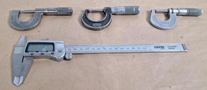 (1) Digital Caliper & (3) Assorted Micrometers