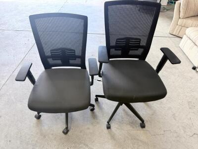 Ergonomic Mesh Office Chair Black with Adjustable Arms & Lumbar Support, Assembled, Set of 2