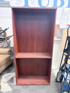 Tall Laminate Bookcase, Adjustable Shelf, Cherry Finish, Approx. 72"x36"x12"