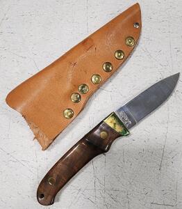 (1) Schrade Hunting Fixed Blade Knife Wood Handle Brass Fittings