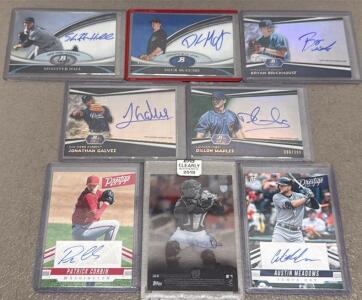 Autographed MLB Baseball Card Lot - Bowman, Topps Clearly Authentic, Prestige, Serial Numbered Rookies