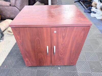 Lockable Office Storage Cabinet, Cherry Finish, 2-Door, Adjustable Shelf, 31"x23"x28"