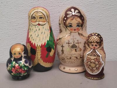 Russian Nesting Dolls Sets &ndash; Hand Painted 10pc Cathedral, 8pc Floral, 7pc Santa, 3pc Floral