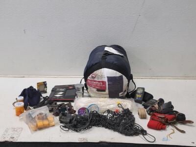(1) Olympus 39"x80" Sleeping Bag, (1) Grey Net, (1) Rope, & More!