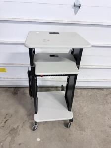 3-Shelf Rolling AV Equipment Cart with Power Strip, Cable Management, 24x18 Shelves, 36" Height